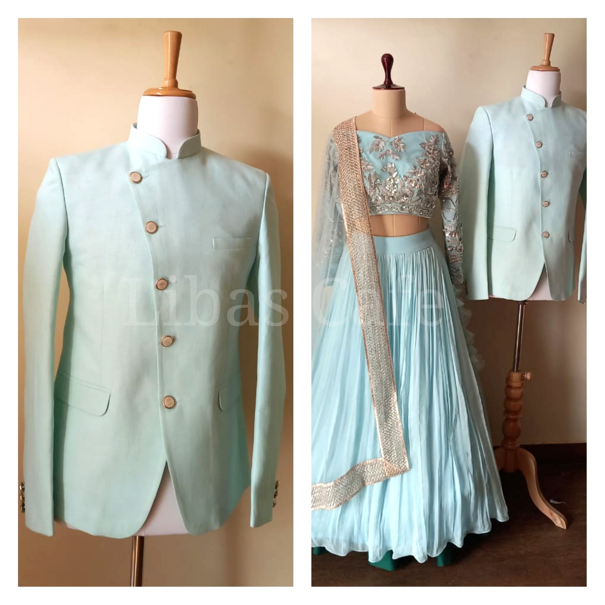 Light Blue Bandh Gala And Lehenga